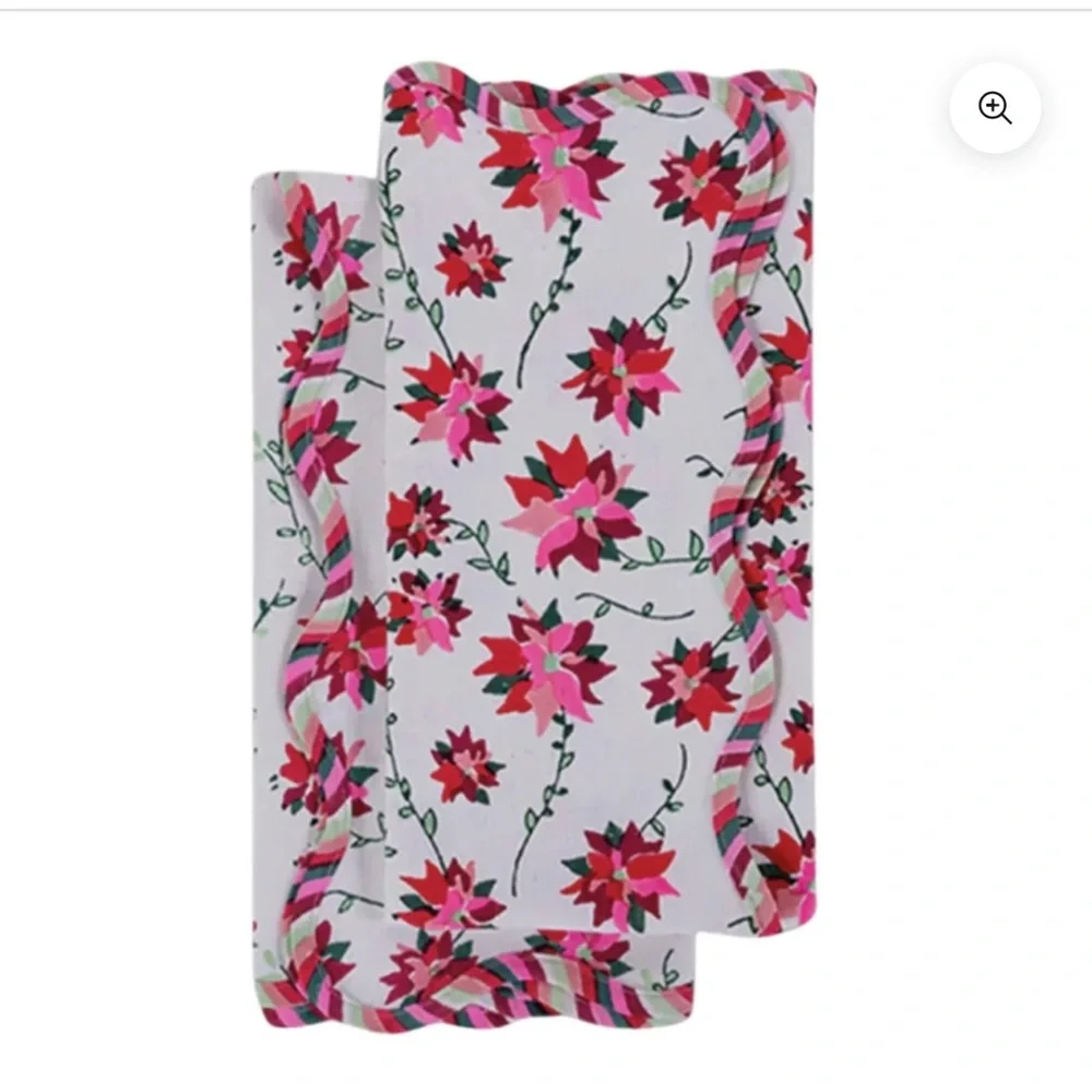 New Anthropologie FURBISH STUDIO Poinsettia Tea Towels Set Of 2 Christmas White